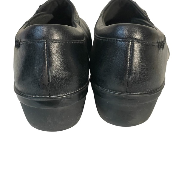Collection By Clarks Cushion Comfort Black Slip On Low Wedge Loafer Shoe Sz 7 - Picture 7 of 10